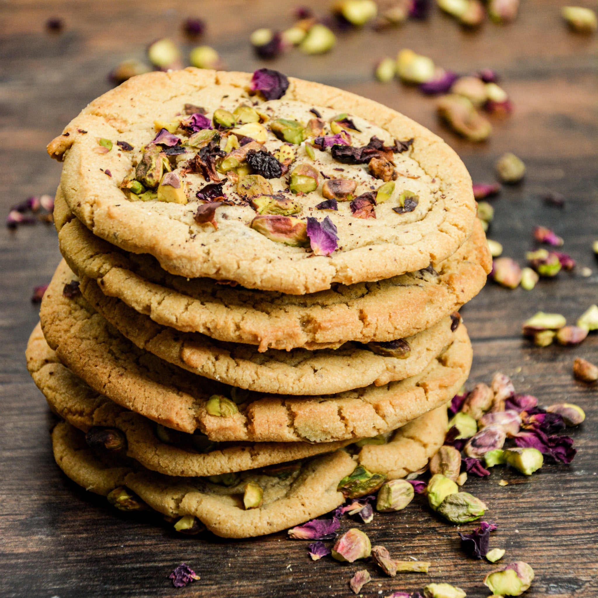 Pistachio, Dark Choc and Rose Cookie