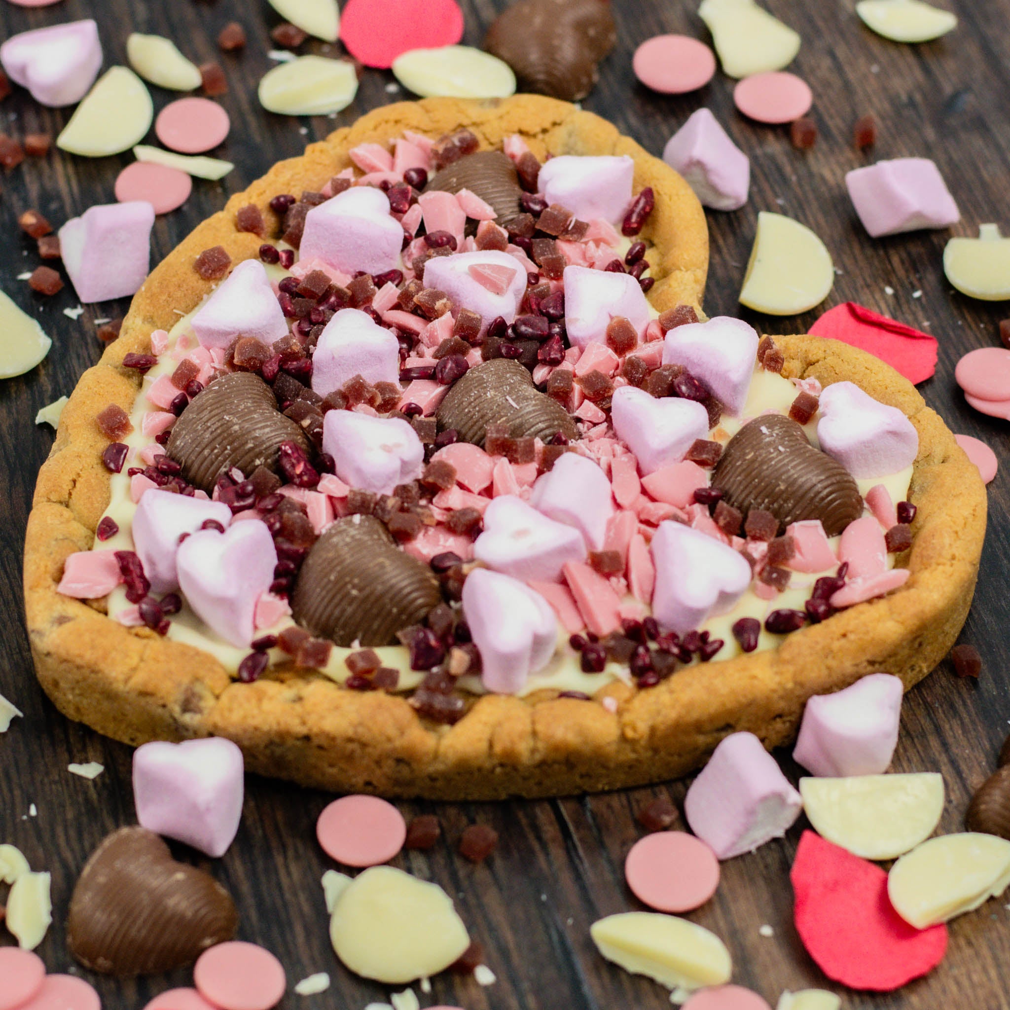 GIANT White Choc & Strawberry Heart Cookie