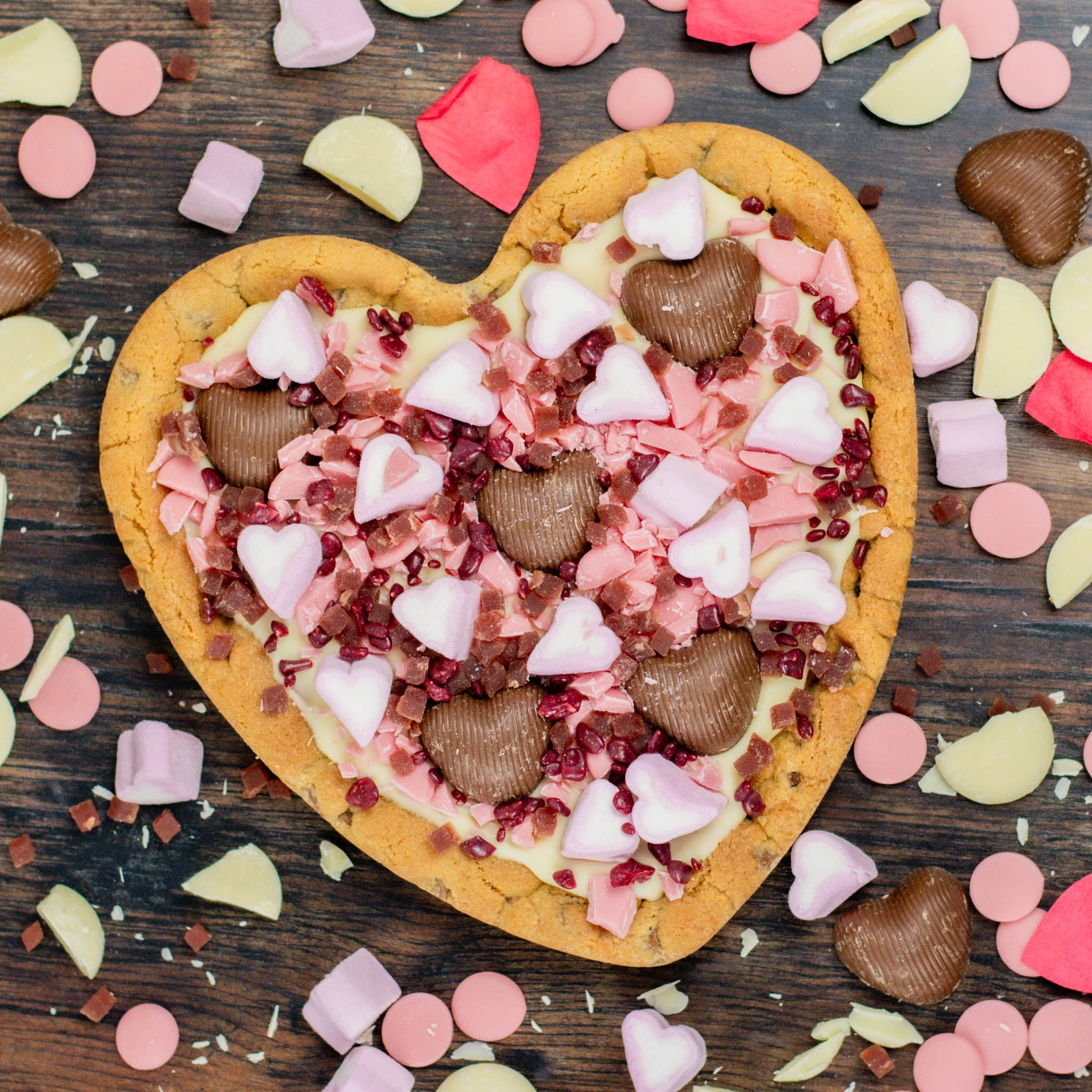 GIANT White Choc & Strawberry Heart Cookie