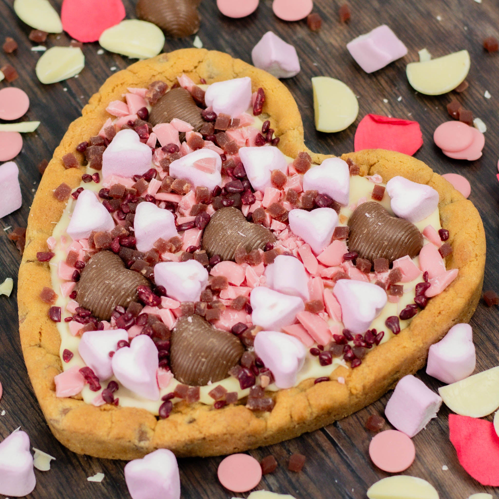 GIANT White Choc & Strawberry Heart Cookie