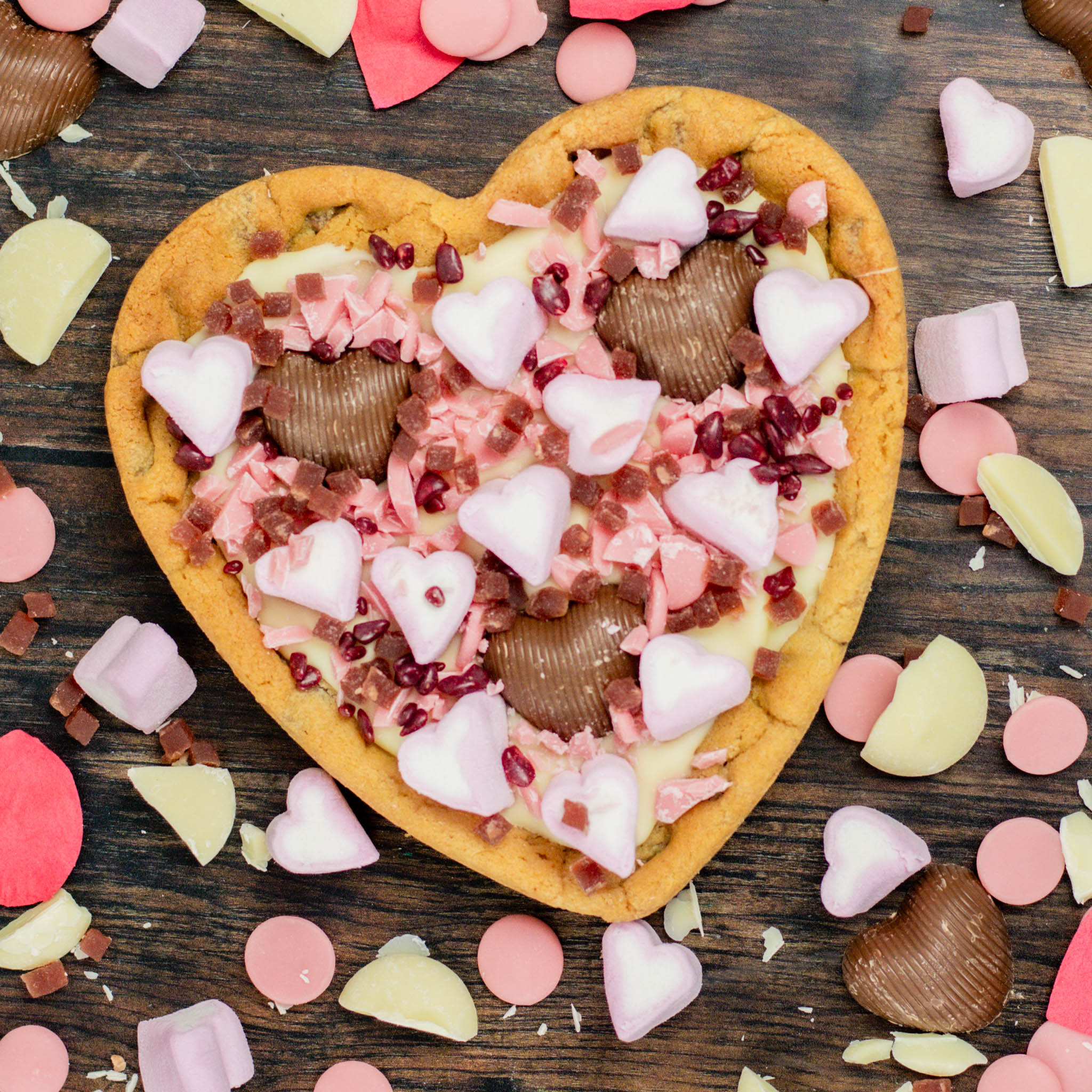 GIANT White Choc & Strawberry Heart Cookie