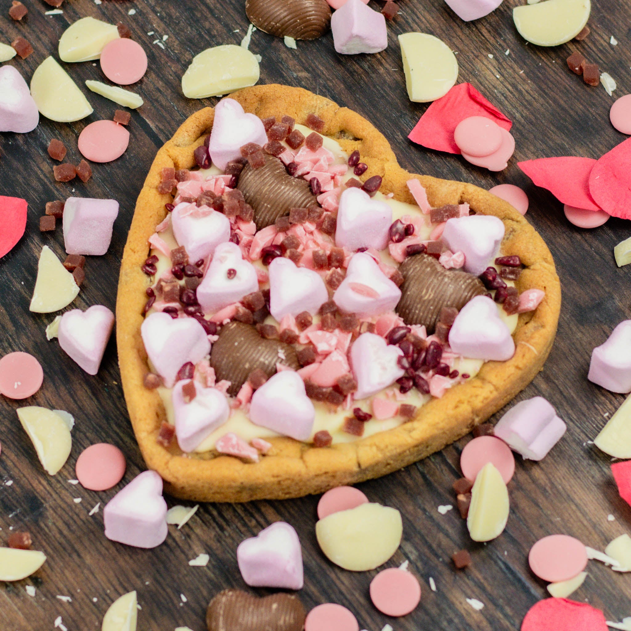 GIANT White Choc & Strawberry Heart Cookie