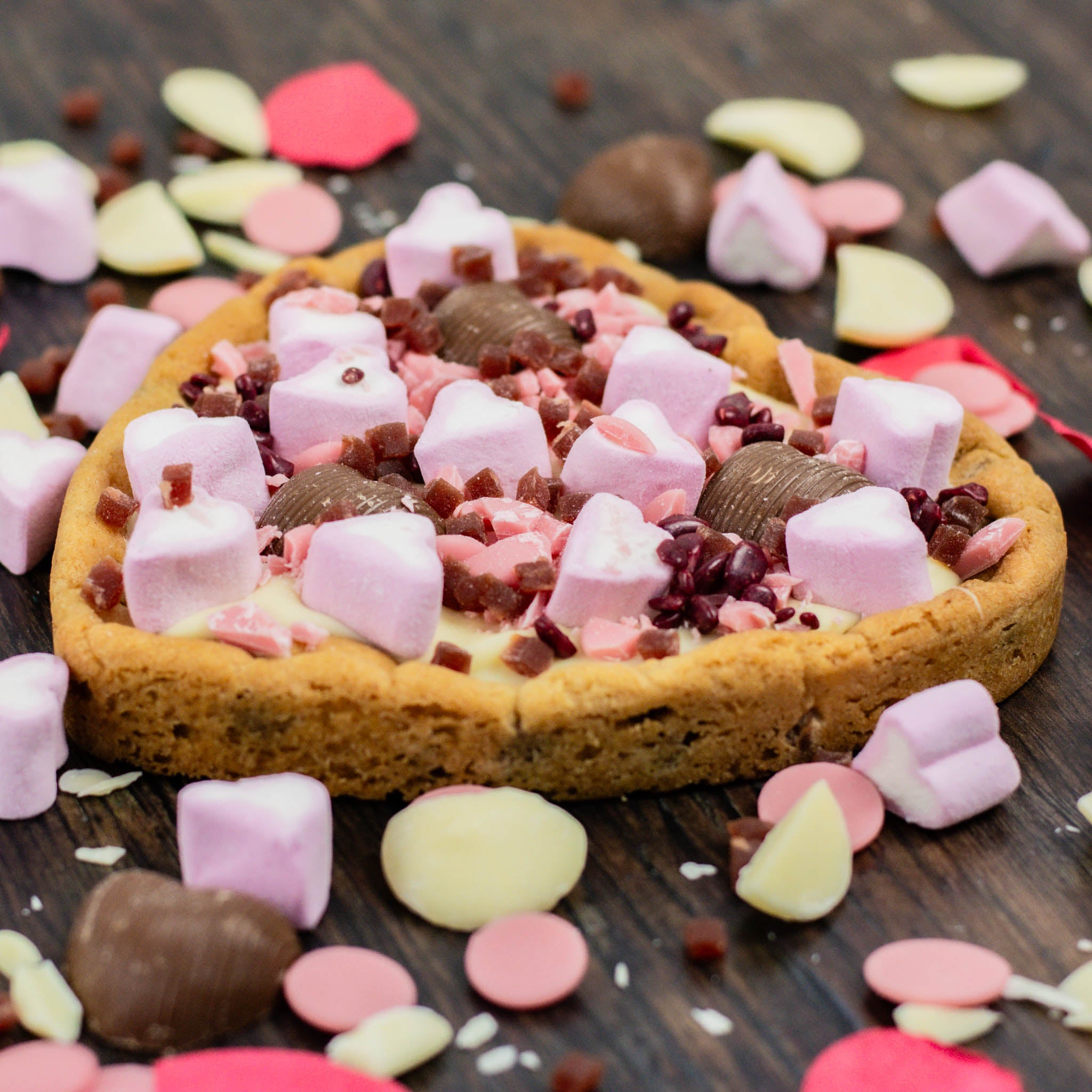 GIANT White Choc & Strawberry Heart Cookie